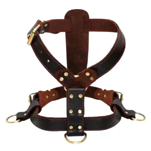 Soft Genuine Leather Dog Harness