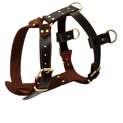 Soft Genuine Leather Dog Harness