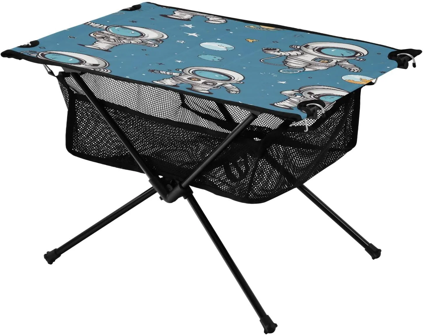 Space Astronauts Cartoon Portable Folding Camping Table, Compact Lightweight Beach Table with Carrying Bag for Outdoor Picnics, BBQs, Camp