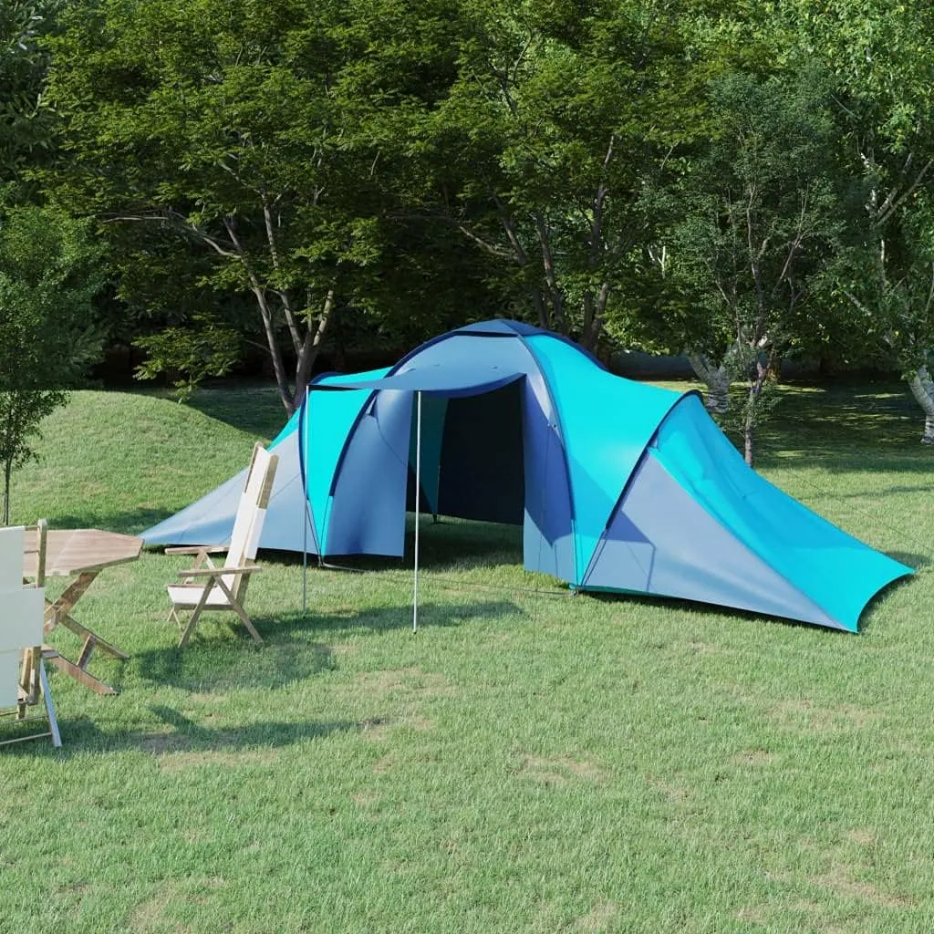 Spacious Camping Tent for 6 People, Easy Assembly, Includes Mosquito Net, Blue and Light Blue