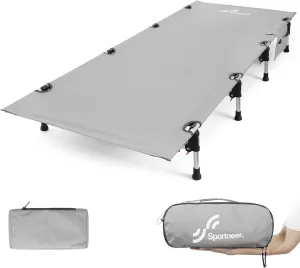 Sportneer Camping Cot, Folding Cots Lever Lock Portable Lightweight Sleeping Camping Bed for Adults Outdoor Travel Backpacking Camp Hiking Supports 330lbs