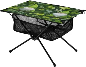 St Patrick's Day Gnomes Portable Folding Camping Table, Compact Lightweight Beach Table with Carrying Bag for Outdoor Picnics, BBQs, Camp