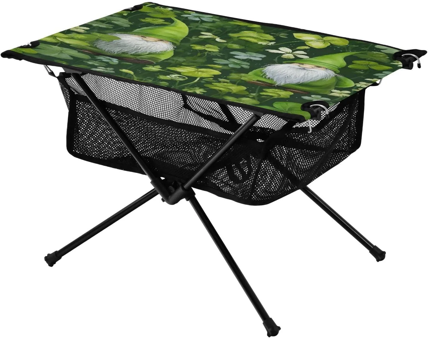 St Patrick's Day Gnomes Portable Folding Camping Table, Compact Lightweight Beach Table with Carrying Bag for Outdoor Picnics, BBQs, Camp