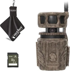 Stealth Cam Revolver 36MP Trail Camera with 1080P HD Video at 30 FPS, 0.4 Sec Trigger Speed, 360° Panoramic View, Built-in GPS, Verizon/AT&T Cellular, 32GB SD Card, and Microfiber Cleaning Cloth