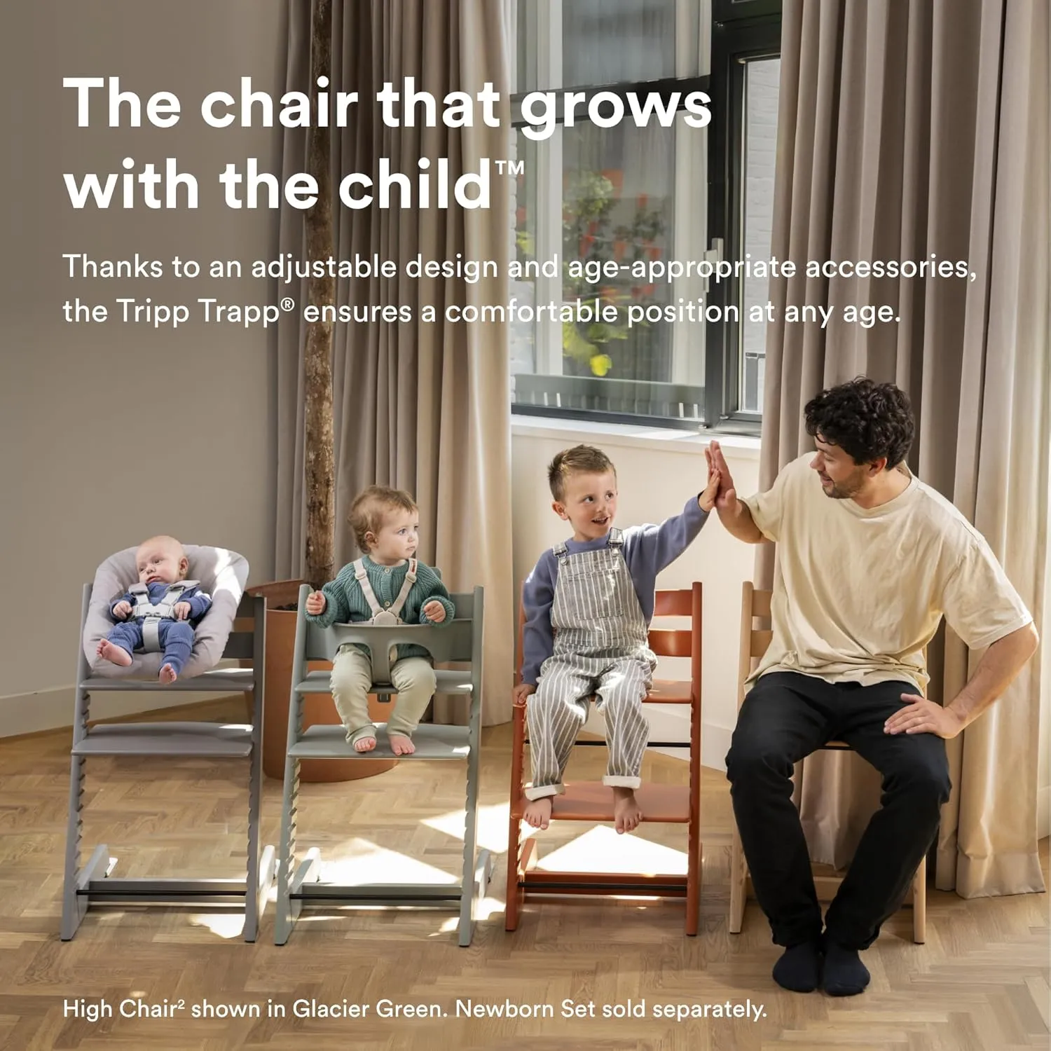 Stokke Tripp Trapp High Chair 2, Heather Mauve - Includes Chair   Baby Set with Removable Harness for Children 6-36 Months - Adjustable, Ergonomic & Easy to Clean