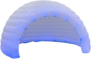 Striking Inflatable Igloo Dome Tent with Led Strips & Big Opening Outdoor Portable Nightclub Disco Igloo Party Wedding House White Oxford Air Marquee for Events (16.4Ft 5m D)