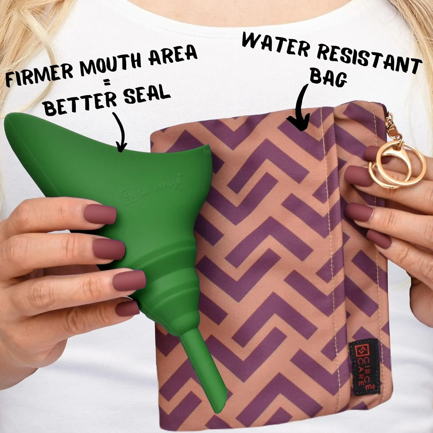 SuAmiga Female Urination Device Collapsible Female Urinal; Portable Reusable Urinal for Women to Pee Standing Up; Women Pee Funnel for Travel, Camping, Hiking, Outdoor (Soft,Firm,Plus Size)