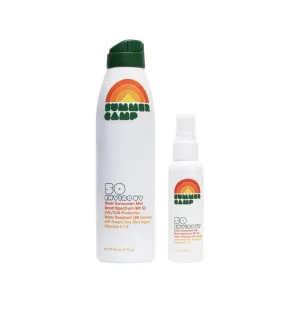 Sun Survival SPF 50 Duo by Summer Camp for Unisex - 2 Pc 6oz Enviro Uv Sheer Sunscreen Mist, 1.7oz Enviro Uv Facial Sunscreen Mist