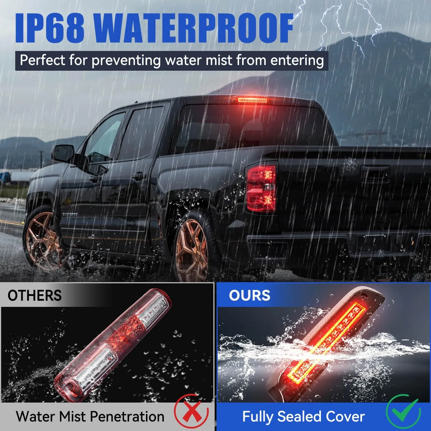 SUPAREE Third Brake Light Fit for 2014-2018 GMC Sierra/C-hevy Silverado 1500 2500HD 3500HD LED 3rd Brake Light Accessories Red LED Strobe Rear 3rd Brake Cargo Lights High Mount Stop Light