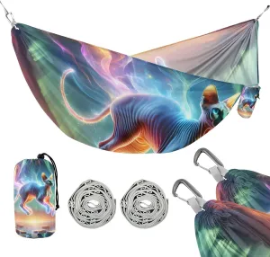 susiyo Portable Camping Hammock Living Sphynx Cat Printed Lightweight Hammock Comfortable Travel Swing with Tree Straps for Camping Hiking Backpacking Travel or Beach - Up to 330lbs