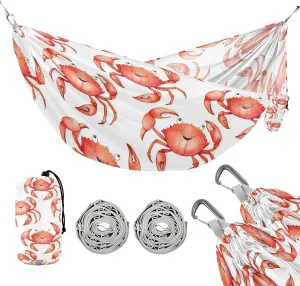 susiyo Portable Camping Hammock Red Crabs Printed Lightweight Hammock Comfortable Travel Swing with Tree Straps for Camping Hiking Backpacking Travel or Beach - Up to 330lbs