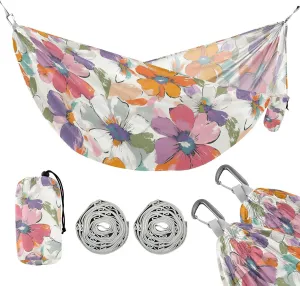 susiyo Portable Camping Hammock Stylized Flowers Printed Lightweight Hammock Comfortable Travel Swing with Tree Straps for Camping Hiking Backpacking Travel or Beach - Up to 330lbs