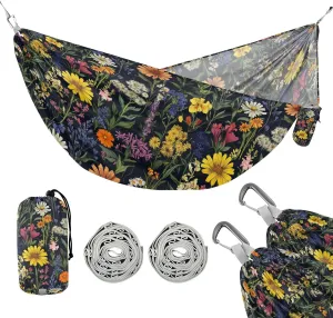 susiyo Portable Camping Hammock Wildflowers Printed Lightweight Hammock Comfortable Travel Swing with Tree Straps for Camping Hiking Backpacking Travel or Beach - Up to 330lbs
