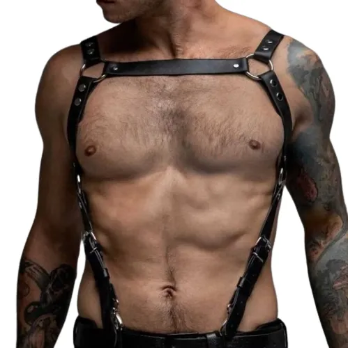 Suspender-Style Mens Leather Harness