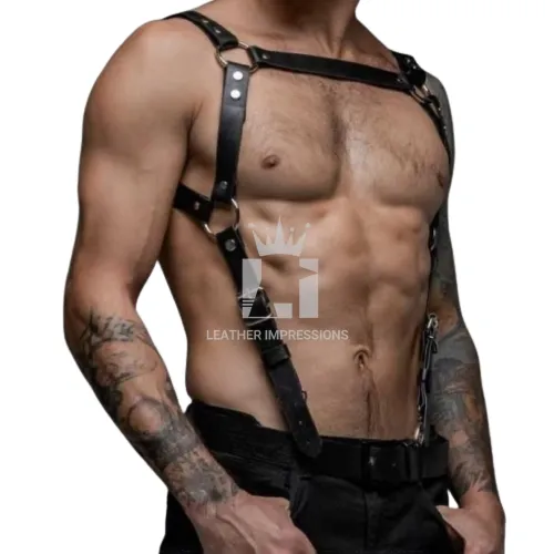 Suspender-Style Mens Leather Harness
