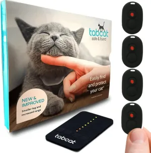 Tabcat V2 Cat & Kitten Tracker - More Accurate Than GPS - No Monthly Fee or Subscription - Includes 4 Homing Tags - Up to 500ft Range - Small & Lightweight Tags Perfect to Find Indoor & Outdoor Cats