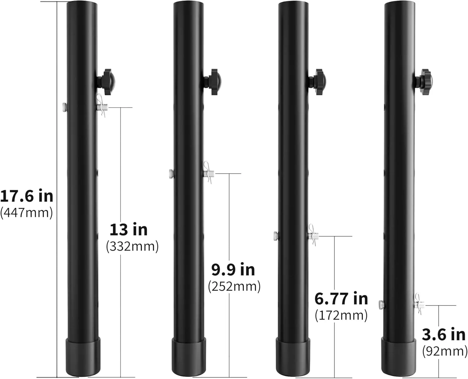 Table Leg Extenders - Adjustable Folding Table Leg Risers, 4 Pack for Rise 3.6"/6.77"/9.9"/13" (17.3 in)
