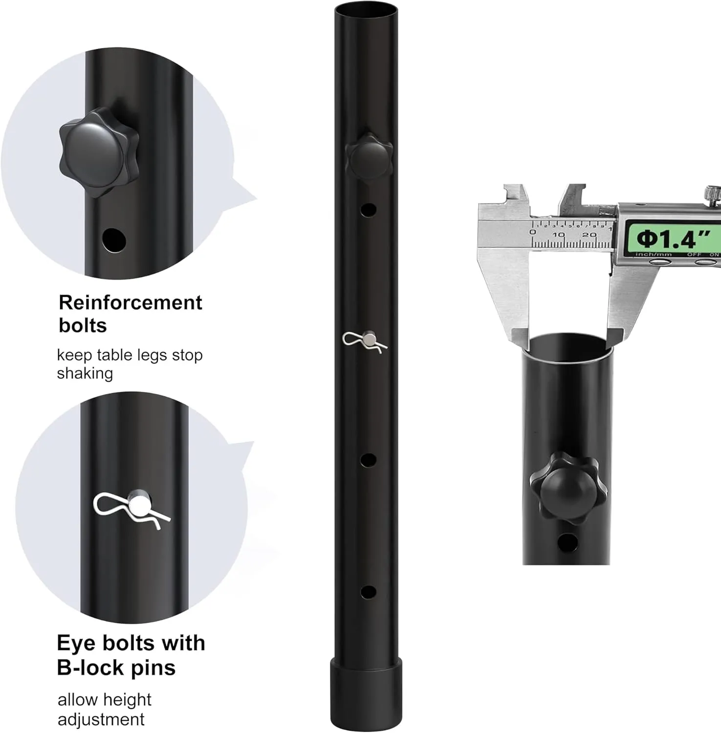 Table Leg Extenders - Adjustable Folding Table Leg Risers, 4 Pack for Rise 3.6"/6.77"/9.9"/13" (17.3 in)