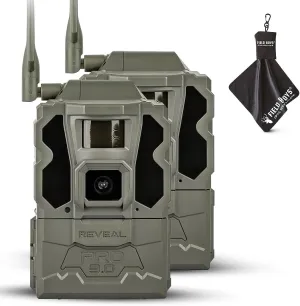 TACTACAM Reveal Pro 3.0 Cellular Trail Camera - Multi-Cellular Network, GPS, 2" LCD, No-Glow IR, Wi-Fi Enabled, HD Photos & 1080p Videos, Fast Trigger with Cleaning Cloth (2PK)