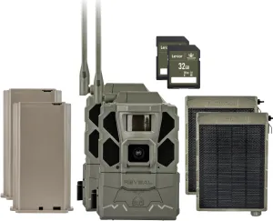 TACTACAM Reveal X Gen 3.0 Cellular Trail Camera - Multi Carrier, HD Photo & Videos, Pre-Installed Antenna, Built-in GPS, Low-Glow IR Flash   Solar Panel, Lipo Lithium Battery, & 32GB SD Card (2PK)
