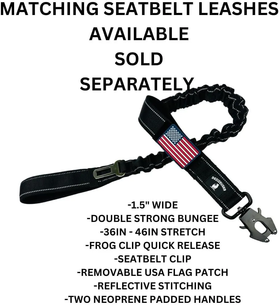 Tactical Dog Collar 2 Inch Wide Heavy Duty with Metal 2-Pin Belt Buckle for Medium, Large & XL Dogs, Thick Military-Style K9 Collar, Reflective, with Name Plate Area, USA Flag Patch, Strong & Durable
