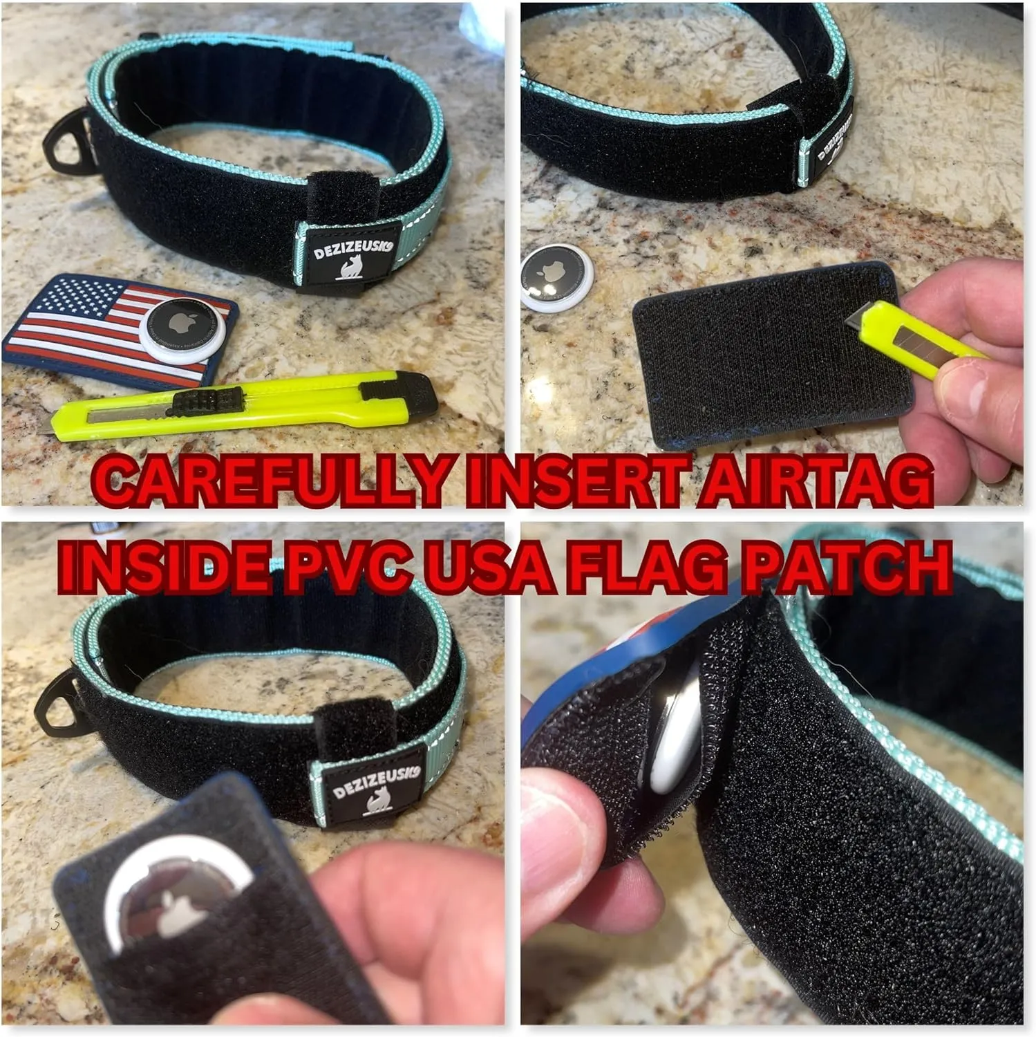 Tactical Dog Collar 2 Inch Wide Heavy Duty with Metal 2-Pin Belt Buckle for Medium, Large & XL Dogs, Thick Military-Style K9 Collar, Reflective, with Name Plate Area, USA Flag Patch, Strong & Durable