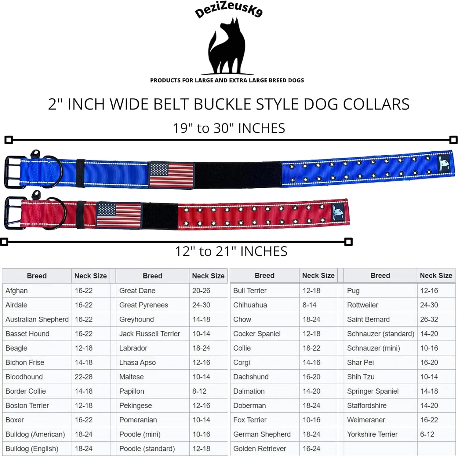 Tactical Dog Collar 2 Inch Wide Heavy Duty with Metal 2-Pin Belt Buckle for Medium, Large & XL Dogs, Thick Military-Style K9 Collar, Reflective, with Name Plate Area, USA Flag Patch, Strong & Durable