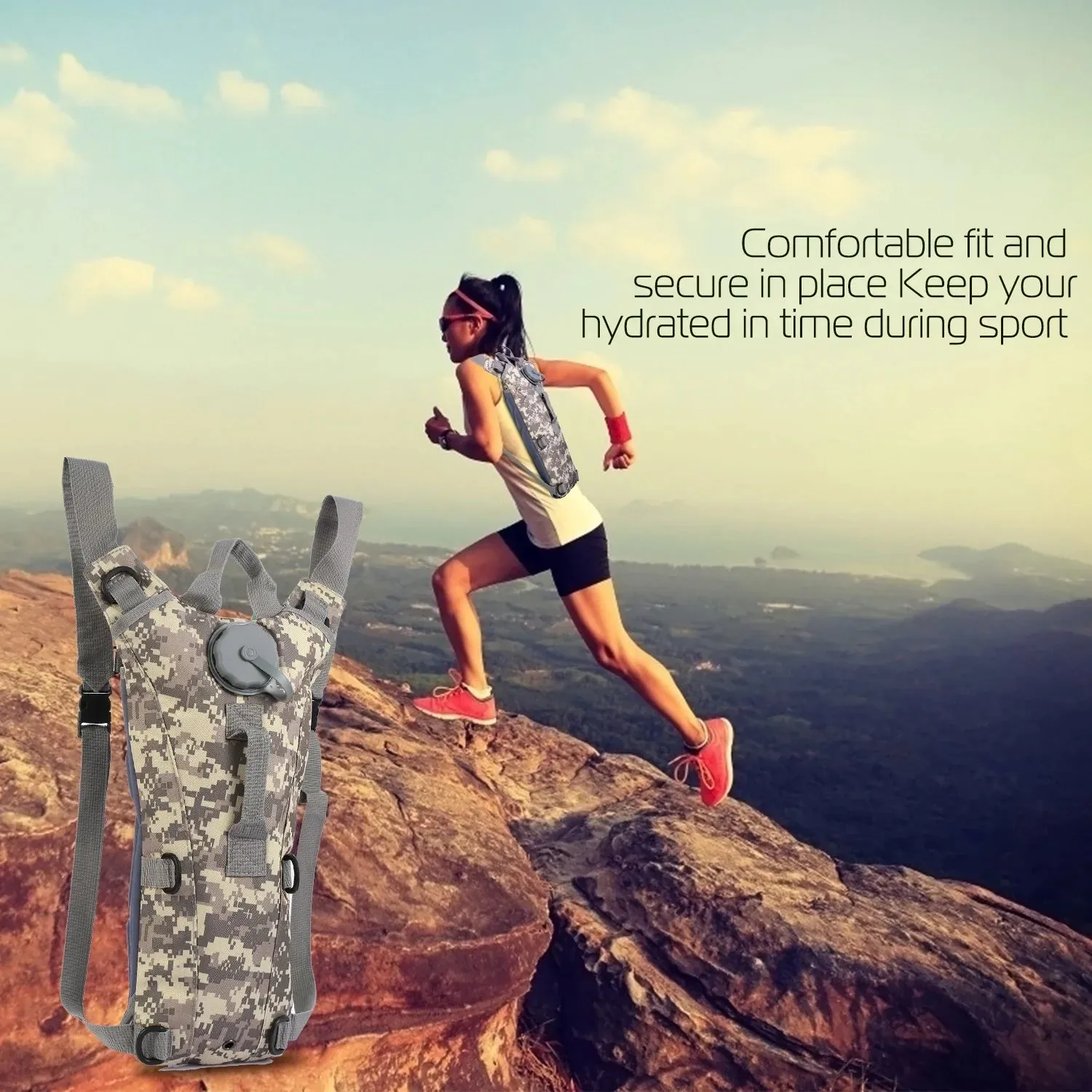 Tactical Hydration Backpack Water Pack Hydration Bladder Leak Proof 3L Water Bag for Camping Running Climbing Biking Hiking