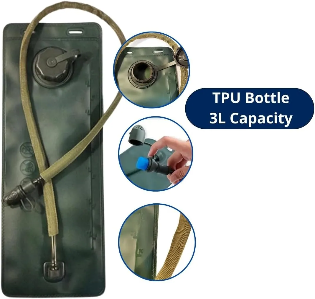 Tactical Hydration Backpack with 3L TPU Water Military Backpack Men Women for Extended Outdoor Adventures Hiking, Cycling, Running Climbing, Hunting, Biking