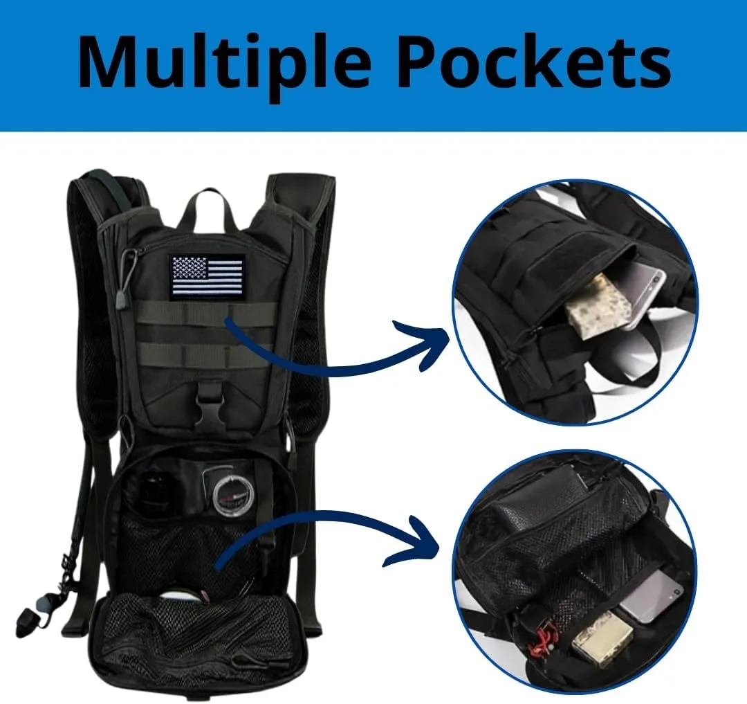 Tactical Hydration Backpack with 3L TPU Water Military Backpack Men Women for Extended Outdoor Adventures Hiking, Cycling, Running Climbing, Hunting, Biking