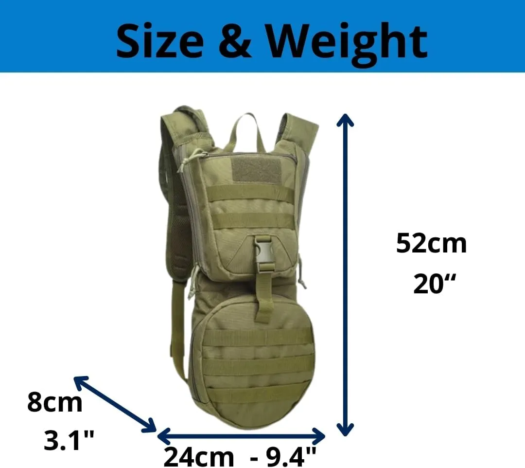 Tactical Hydration Backpack with 3L TPU Water Military Backpack Men Women for Extended Outdoor Adventures Hiking, Cycling, Running Climbing, Hunting, Biking