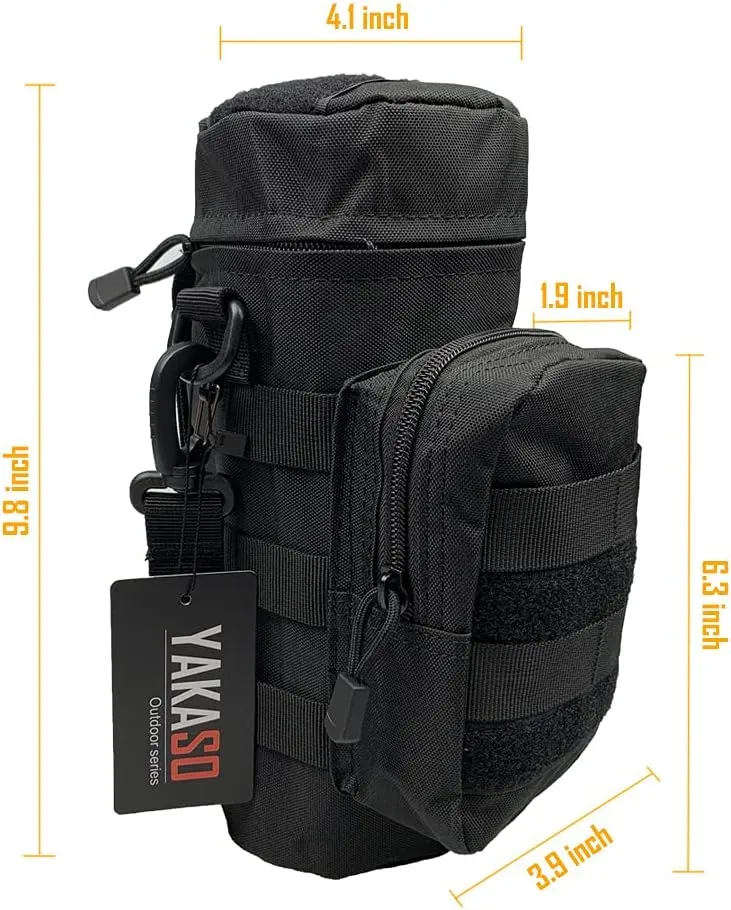 Tactical Molle Water Bottle Holder Pouch Hydration Carrier Bag Tactical EDC Water Bottle Carrier with Detachable Shoulder Strap for Hiking Camping Outdoor Sport Travel