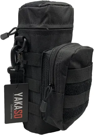 Tactical Molle Water Bottle Holder Pouch Hydration Carrier Bag Tactical EDC Water Bottle Carrier with Detachable Shoulder Strap for Hiking Camping Outdoor Sport Travel