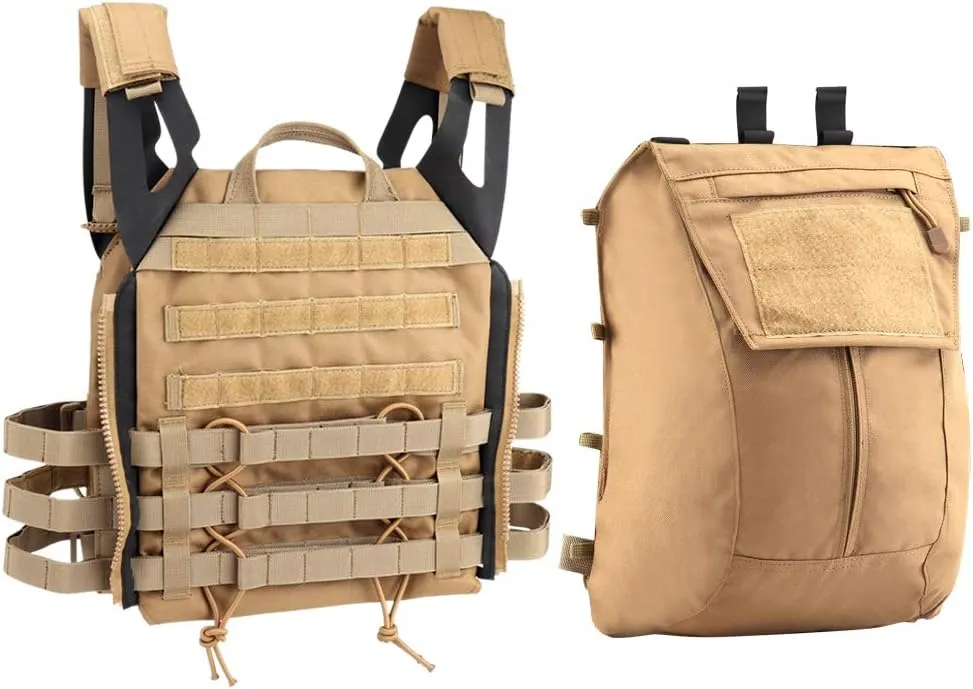 Tactical Pouch Zip-on Panel for AVS JPC2.0 JPC Vest Backpack Airsoft Mesh Pocket Built-in Magazine Snap Closure Hunting