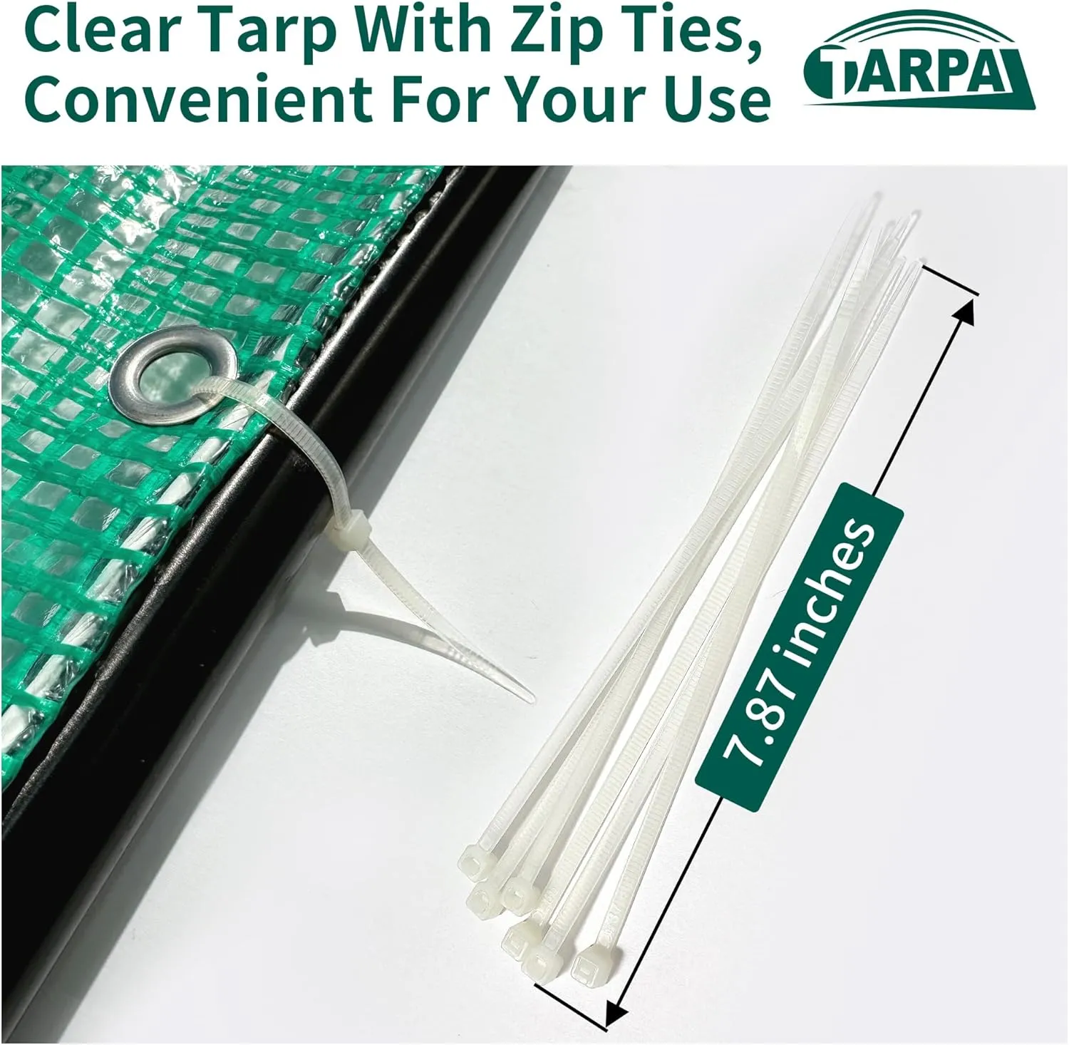 TARPAL 10'x20' Clear Green Tarp Heavy Duty Waterproof 12mil with Grommets or Zip Ties for Large Greenhouses for Outdoors Garden,Farm,Chicken Coops