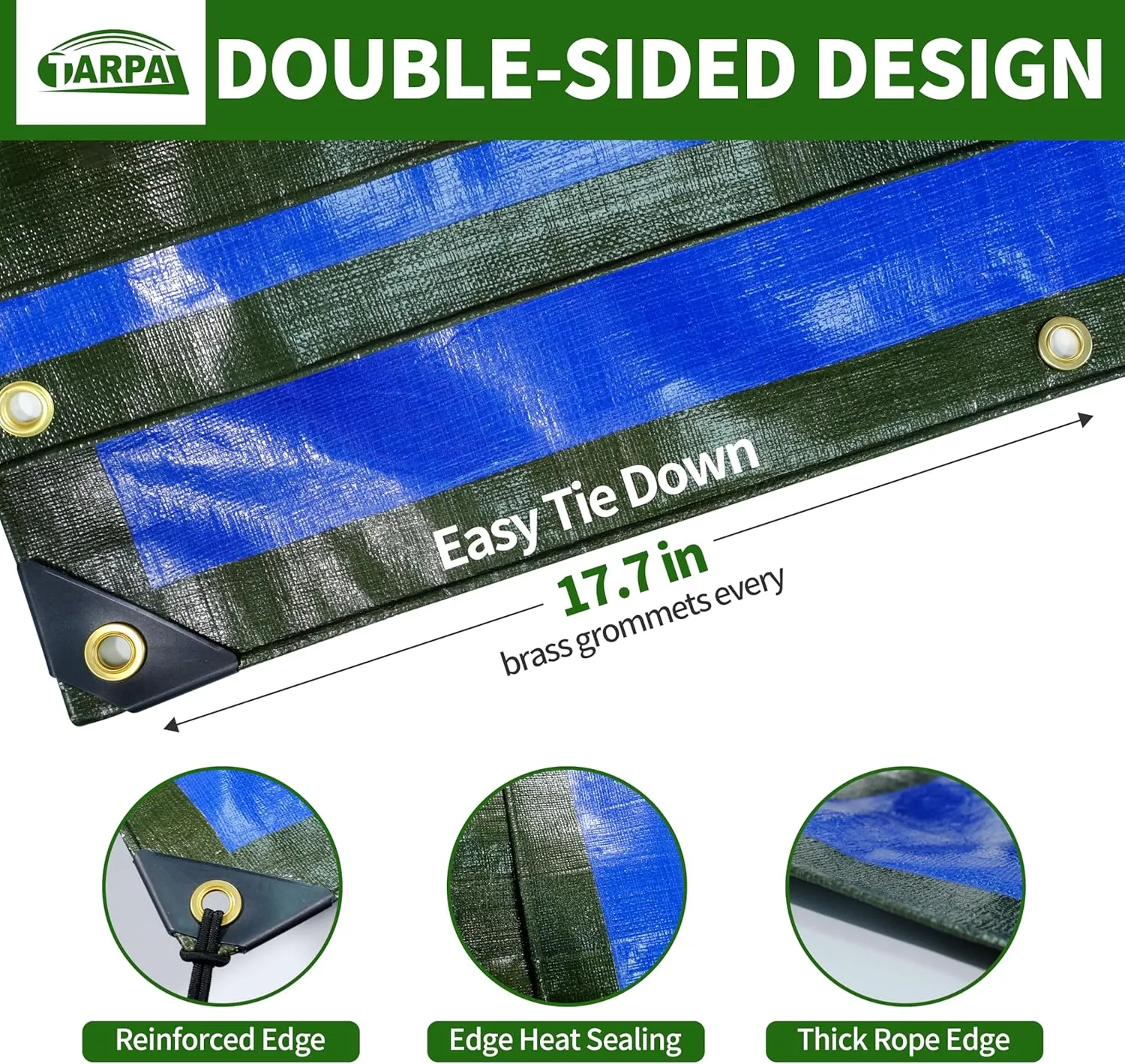 TARPAL Tarps 12x24 Feet Large Tarp 16mil Heavy Duty Tarp with Brass Grommets Every 17.7" Green Tarps UV Protection&Anti-Tear Cover for Firewood,Roof,Pool,Tarpaulin