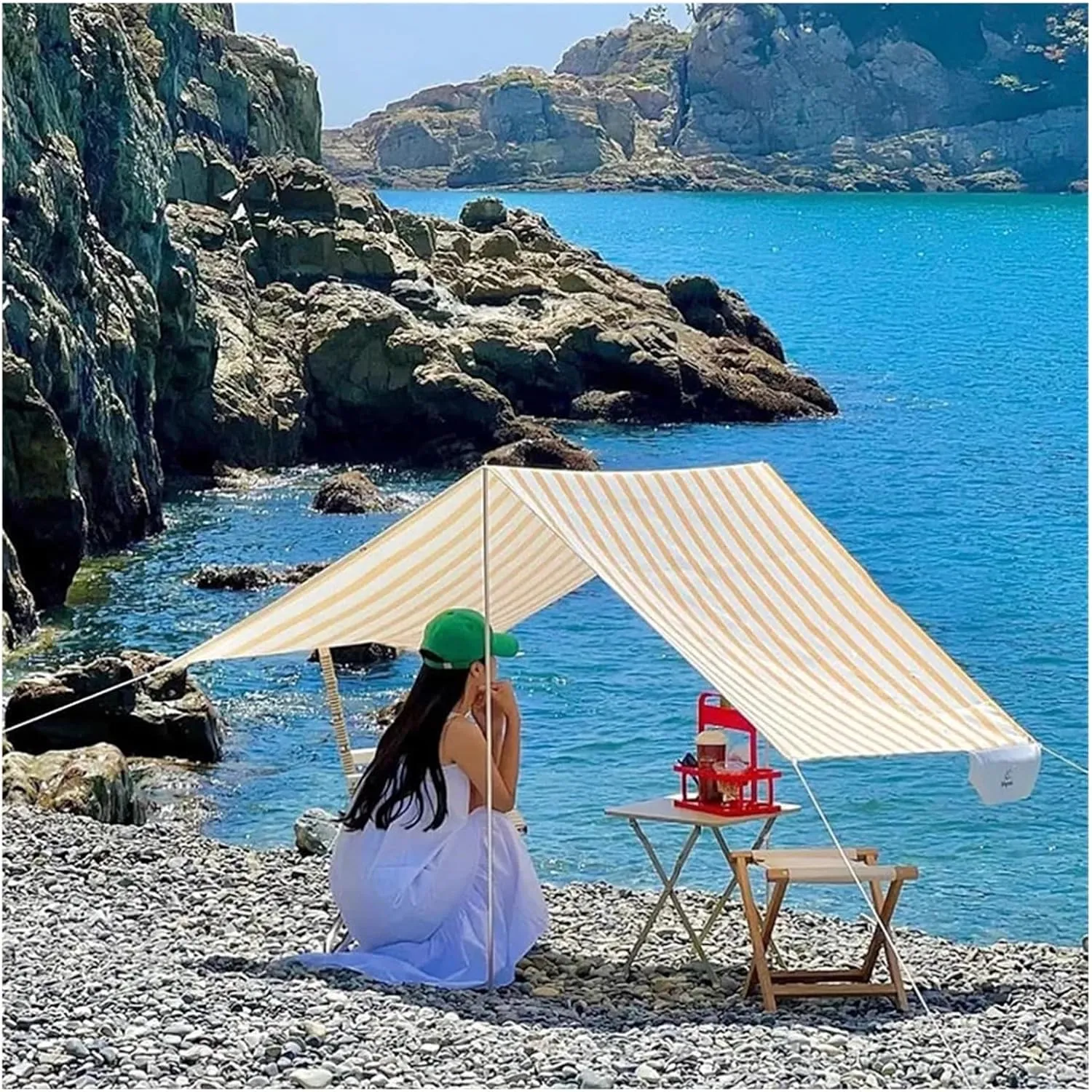 Tarpaulin Waterproof Outdoor Camping Awning Tarp Portable Sun Shelter Cloth Home Garden Backyard Awning Canopy Car Shed Cover(5vdc,2X2M)