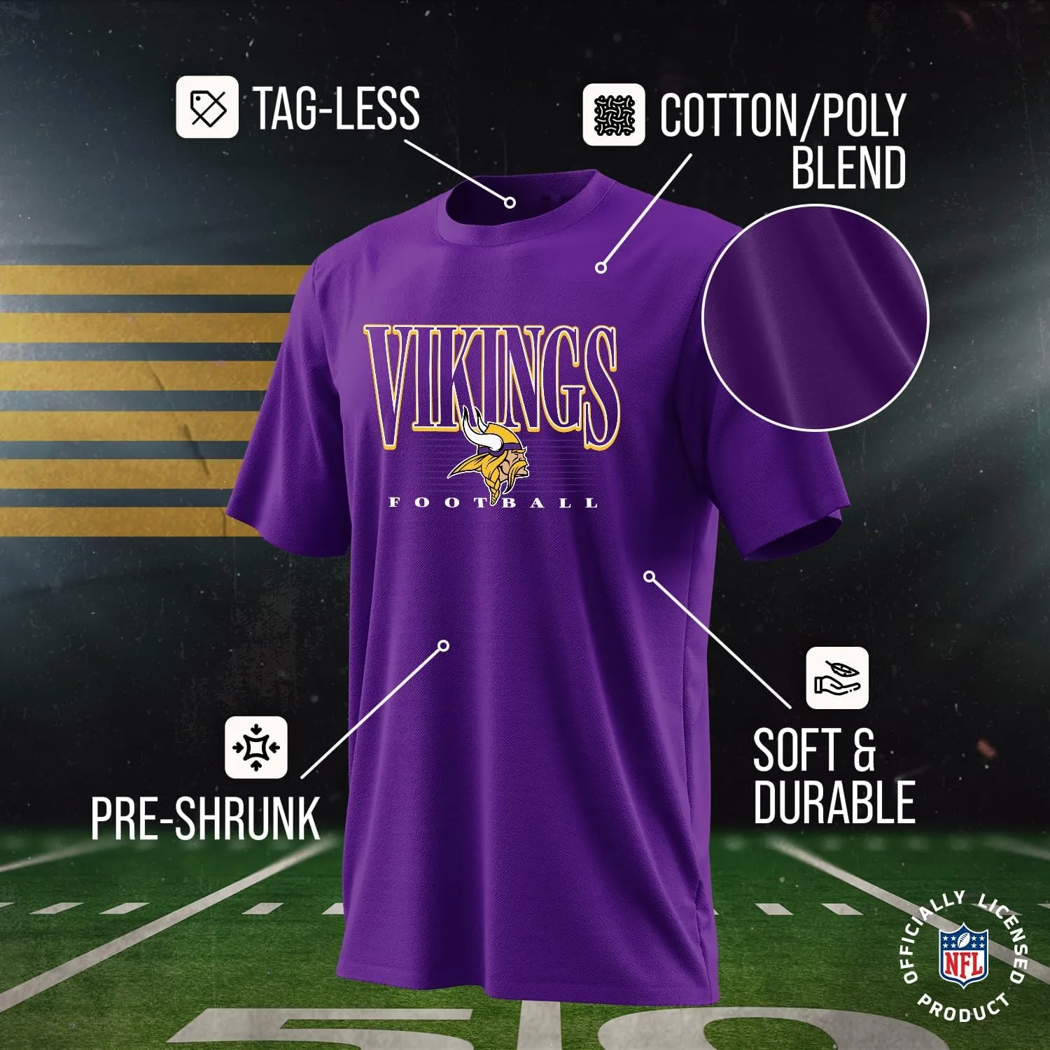 Team Fan Apparel NFL Youth Overtime Blueprint Football T-Shirt Unisex Tag Free Comfortable, Boys & Girls, Lightweight Soft