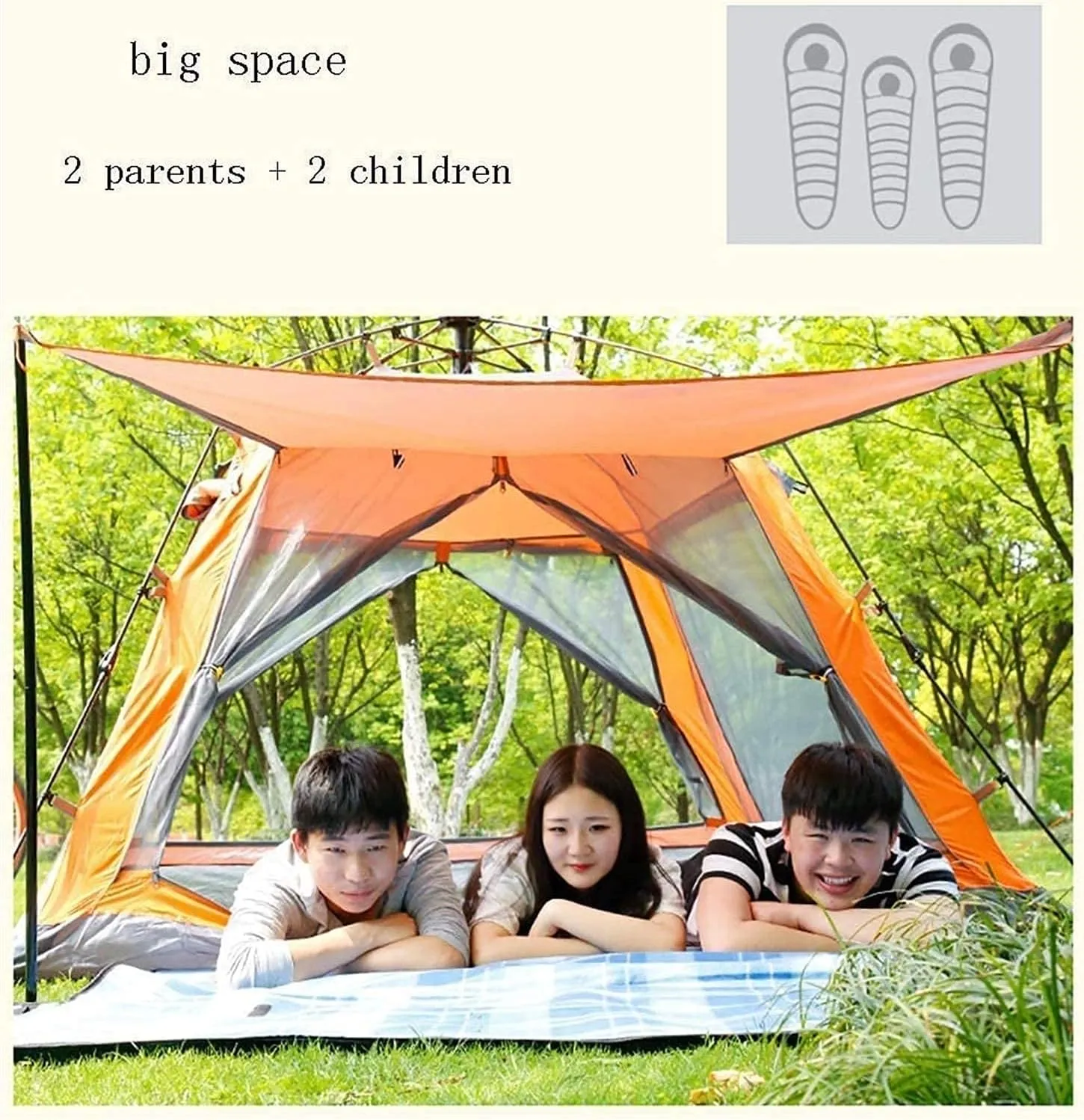 Tent,3-4 People Automatic Camping Tent Sun Shelter Tarp Outdoor Shade Canopy for Beach Party Picnic Family Vacation Mountaineering Camping