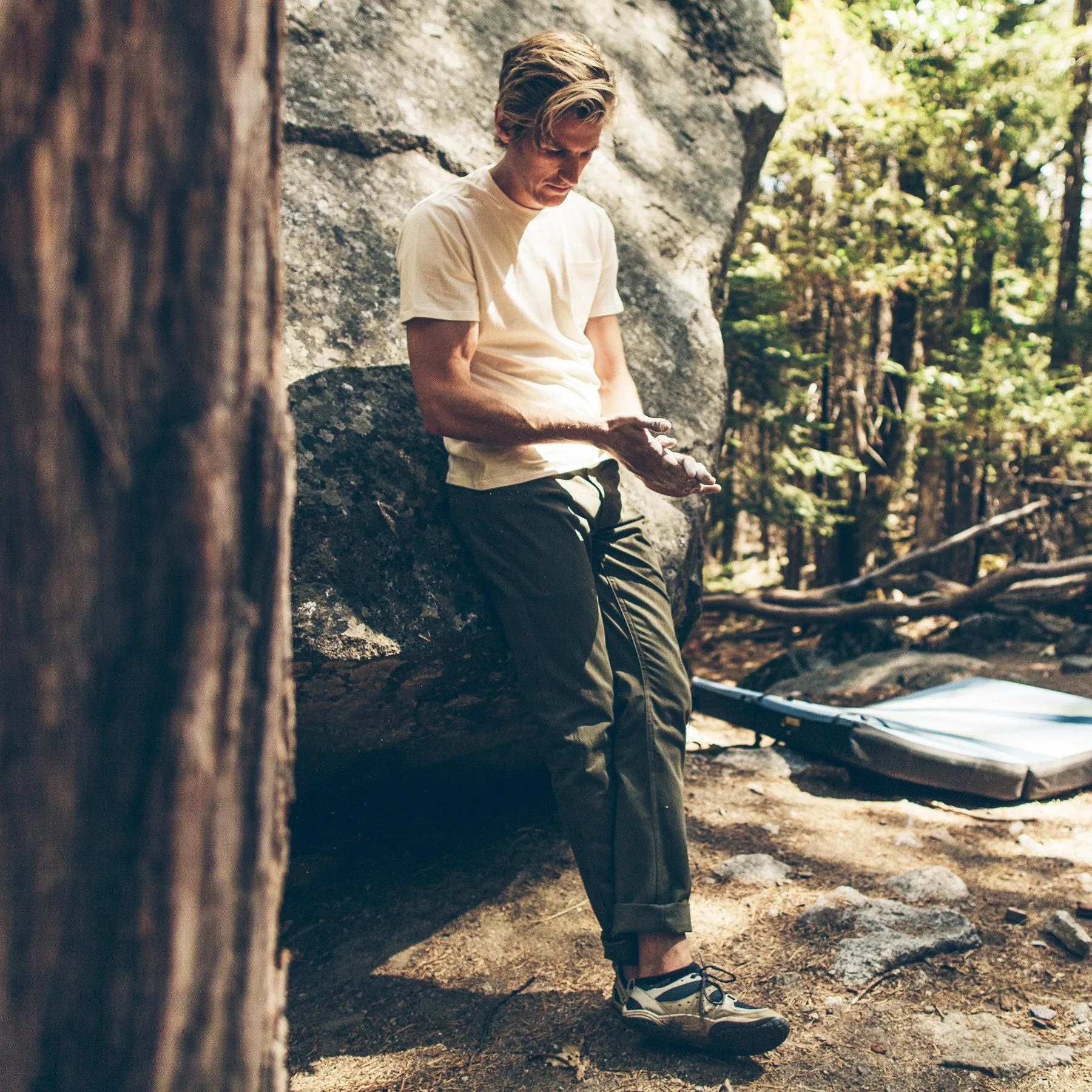 The Camp Pant in Olive Drab Herringbone