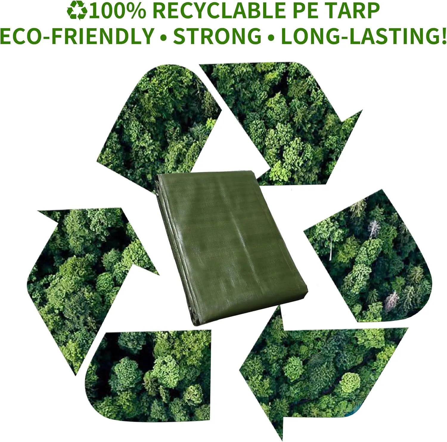 Thick Camping Tarp 12' x 20' 9-mil Shelter Waterproof Tarps for Boat Pool Green