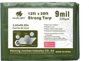 Thick Camping Tarp 12' x 20' 9-mil Shelter Waterproof Tarps for Boat Pool Green