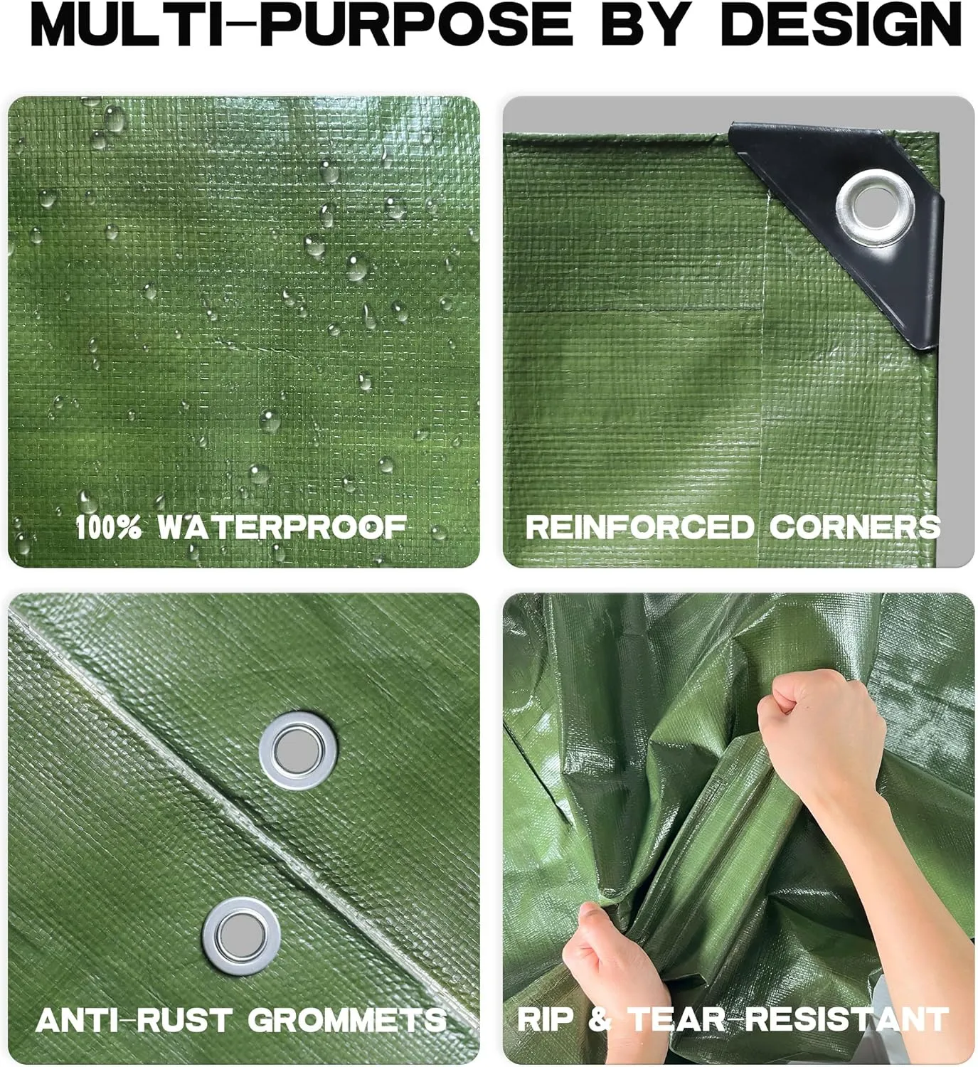 Thick Camping Tarp 12' x 20' 9-mil Shelter Waterproof Tarps for Boat Pool Green