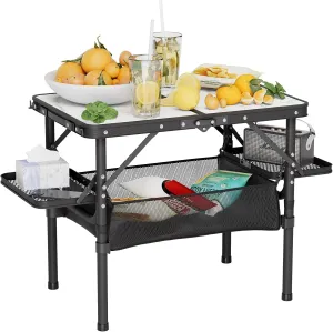 Titanker Small Folding Camping Table with Storage Bag & Side Racks, Portable Picnic & Beach Table, Car Camping Essentials, Aluminum