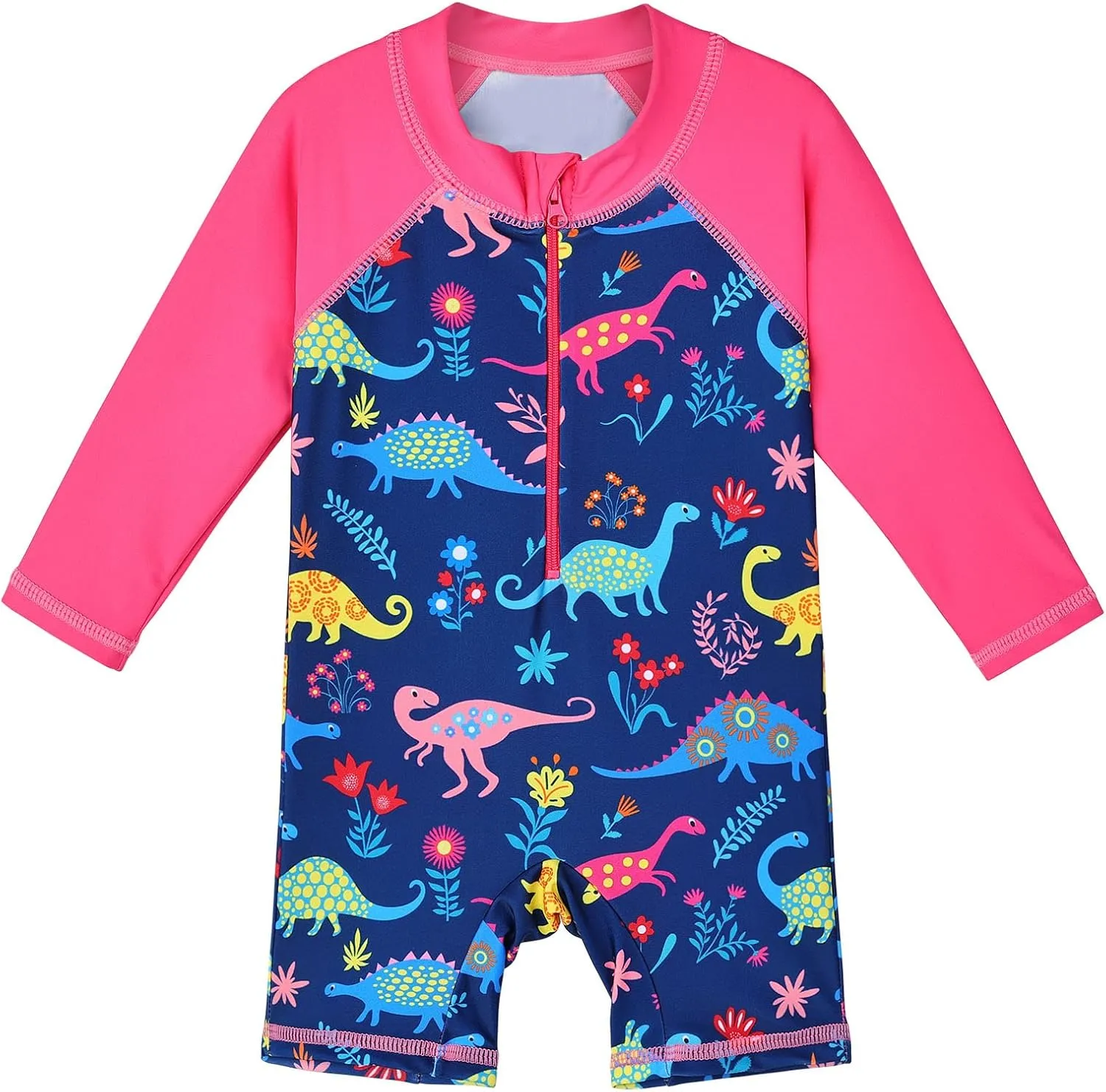 Toddler Girls One Piece Rash Guard Swimsuit Kid Swimwear Sun Suit Short UPF 50  Sun Protection with Sun Hat