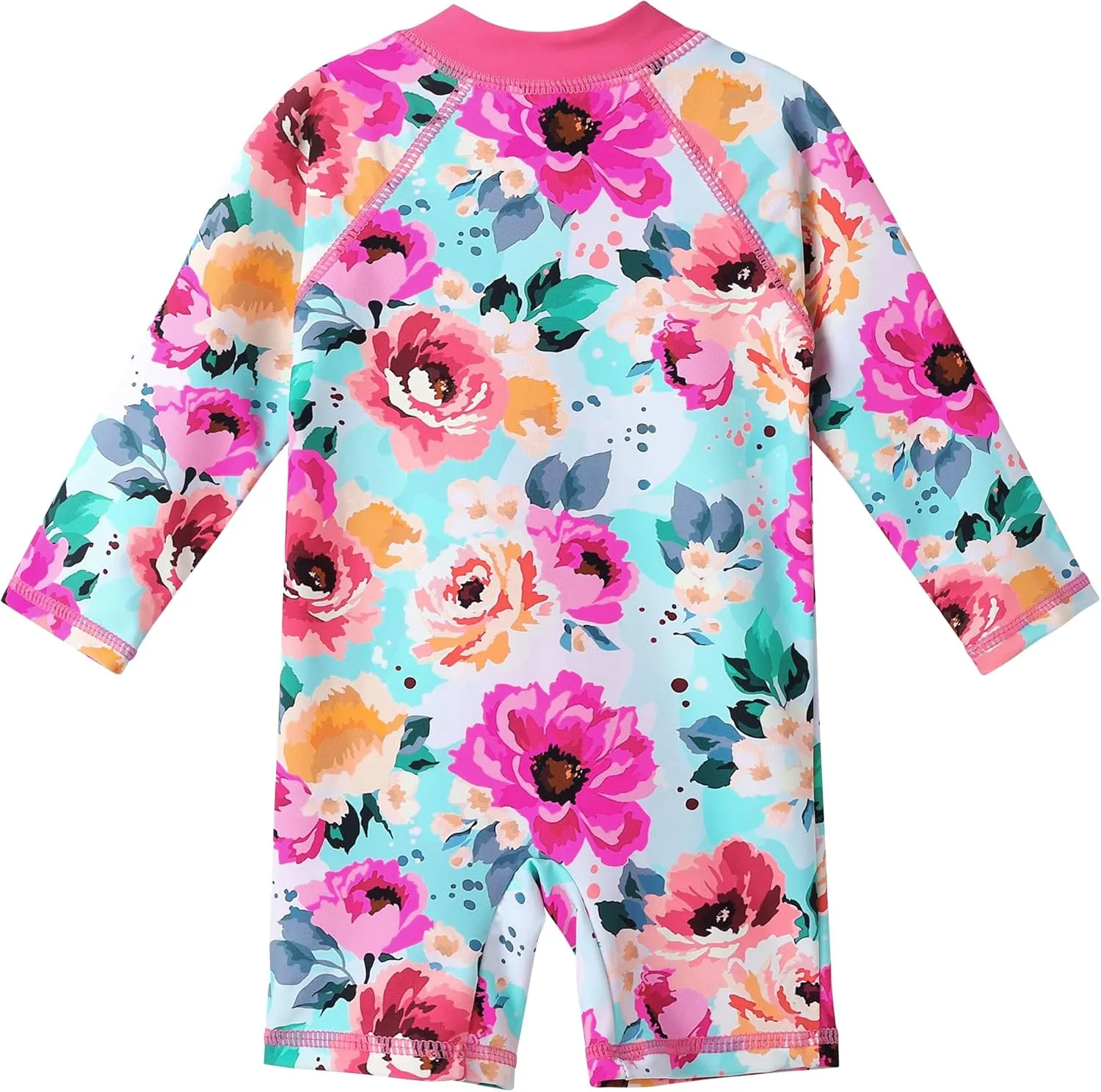 Toddler Girls One Piece Rash Guard Swimsuit Kid Swimwear Sun Suit Short UPF 50  Sun Protection with Sun Hat