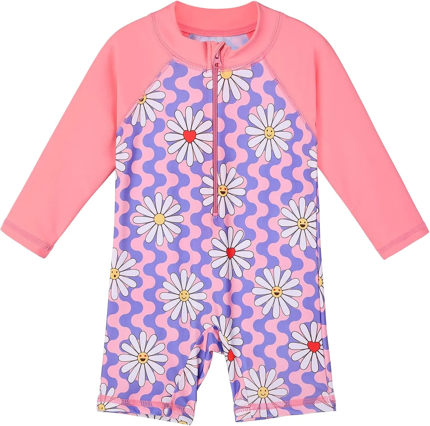 Toddler Girls One Piece Rash Guard Swimsuit Kid Swimwear Sun Suit Short UPF 50  Sun Protection with Sun Hat