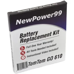 TomTom GO 610 Battery Replacement Kit with Tools, Video Instructions, Extended Life Battery and Full One Year Warranty