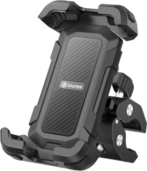 tounee Motorcycle Phone Holder Mount -Dual Vibration Dampener, Tool-Free Bike Phone Holder Handlebar Clip & Secure Lock for iPhone 16/15 Pro Max, 4.7-6.9" Phones - Black