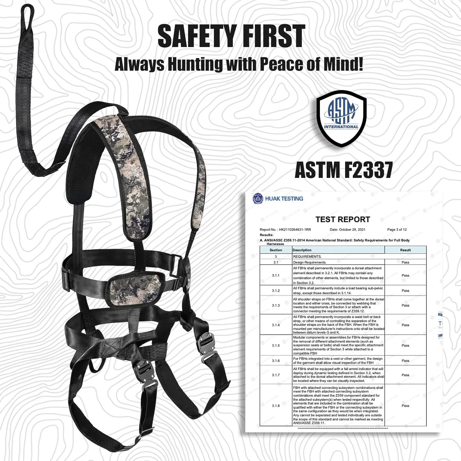 Tree Stand Safety Harness: Adjustable Tree Stand Harness for Hunting, Padded Treestand Safety Hunting Harnesses